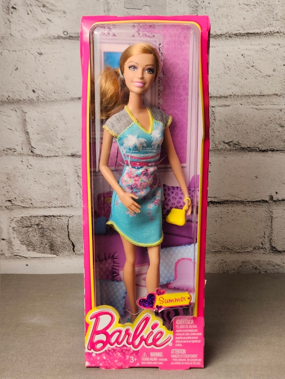 Barbie Summer Doll NIB Mattel Blonde Fashion Doll Blue Dress